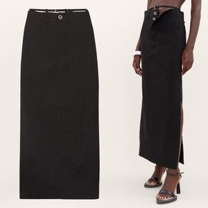 JACQUEMUS La Jupe Terraio Hemp Wool Blend Maxi Skirt Black Size FR 32